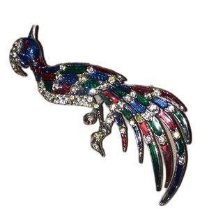 *Peacock Cubic Zirconia Broach Pin*